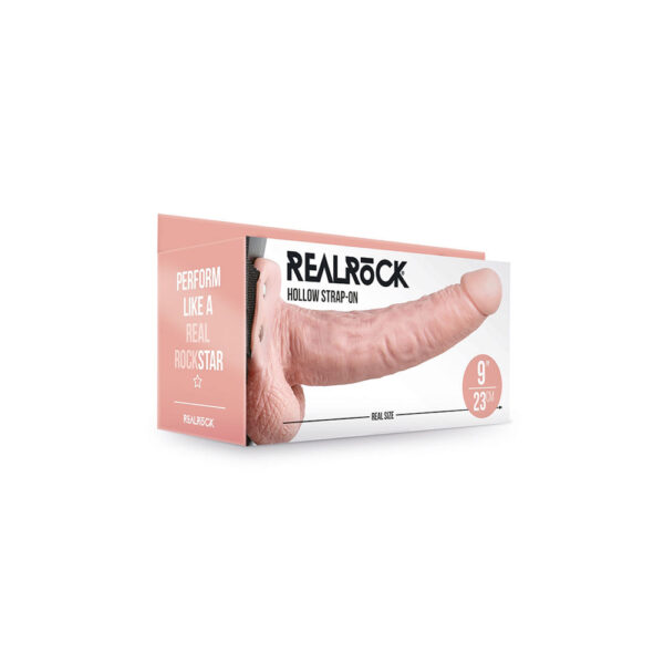Realrock Hollow Strap-On With Balls 9" Flesh