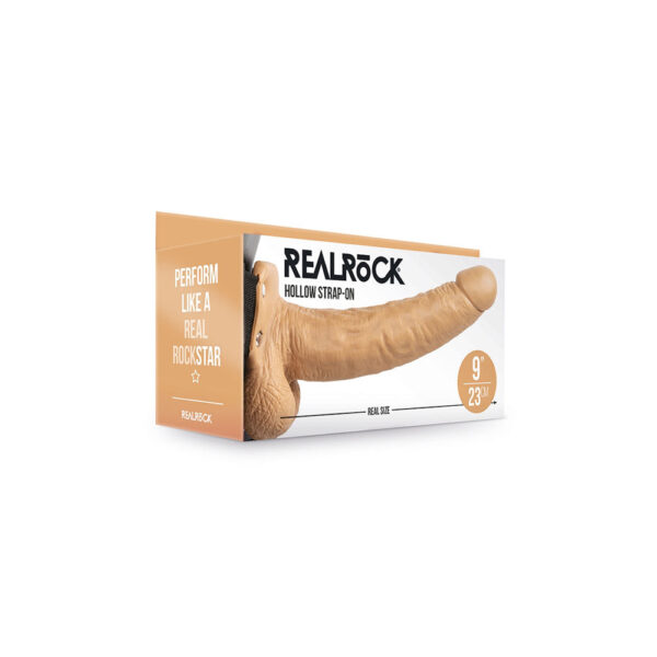 Realrock Hollow Strap-On With Balls 9" Tan
