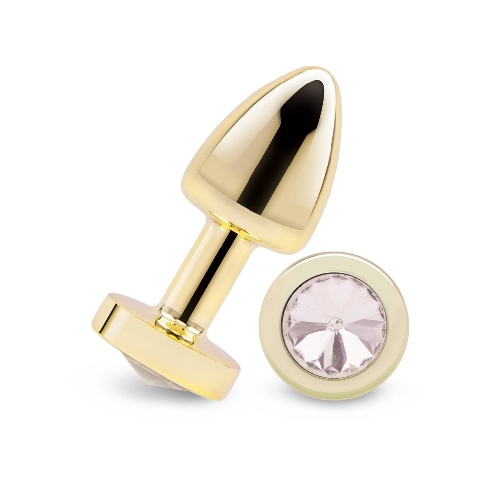 Gemsations 2" Beginners Bling Bling Metal Butt Plug Gold 2 Gemsations 2" Beginners Bling Bling Metal Butt Plug Gold - Image 2