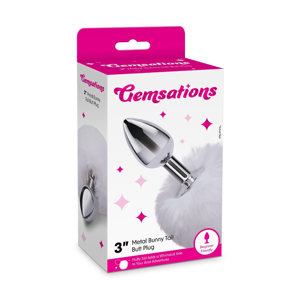 Gemsations 2.95" Metal Bunny Tail Butt Plug Siliver 1 Gemsations 2.95" Metal Bunny Tail Butt Plug Siliver