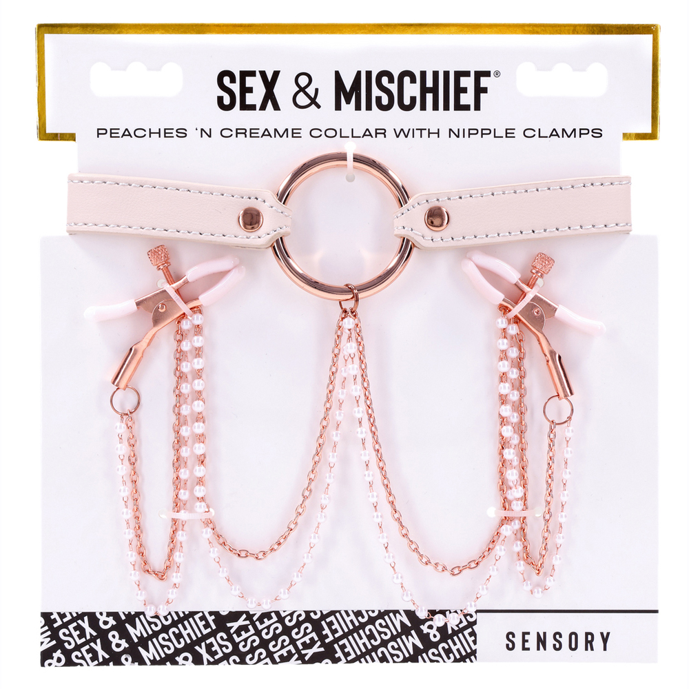 Peaches 'N CreaMe Collar With Nipple Clamps 1 Peaches 'N CreaMe Collar With Nipple Clamps