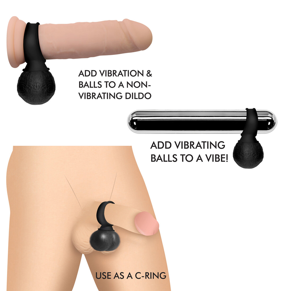 Jock 28X Vibrating Silicone Balls Large Black 3 Jock 28X Vibrating Silicone Balls Large Black - Image 3