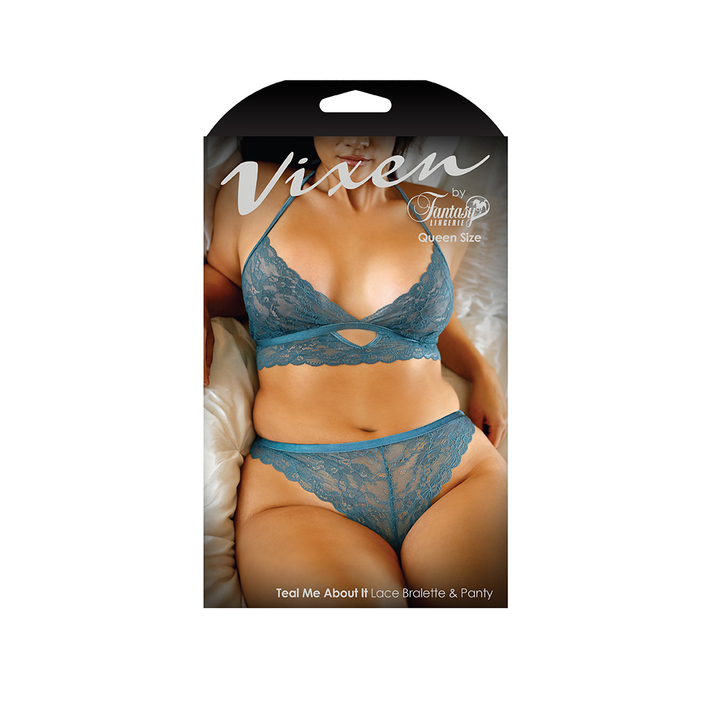Teal Me About It Lace Bralette & Panty Queen Size 1 Teal Me About It Lace Bralette & Panty Queen Size