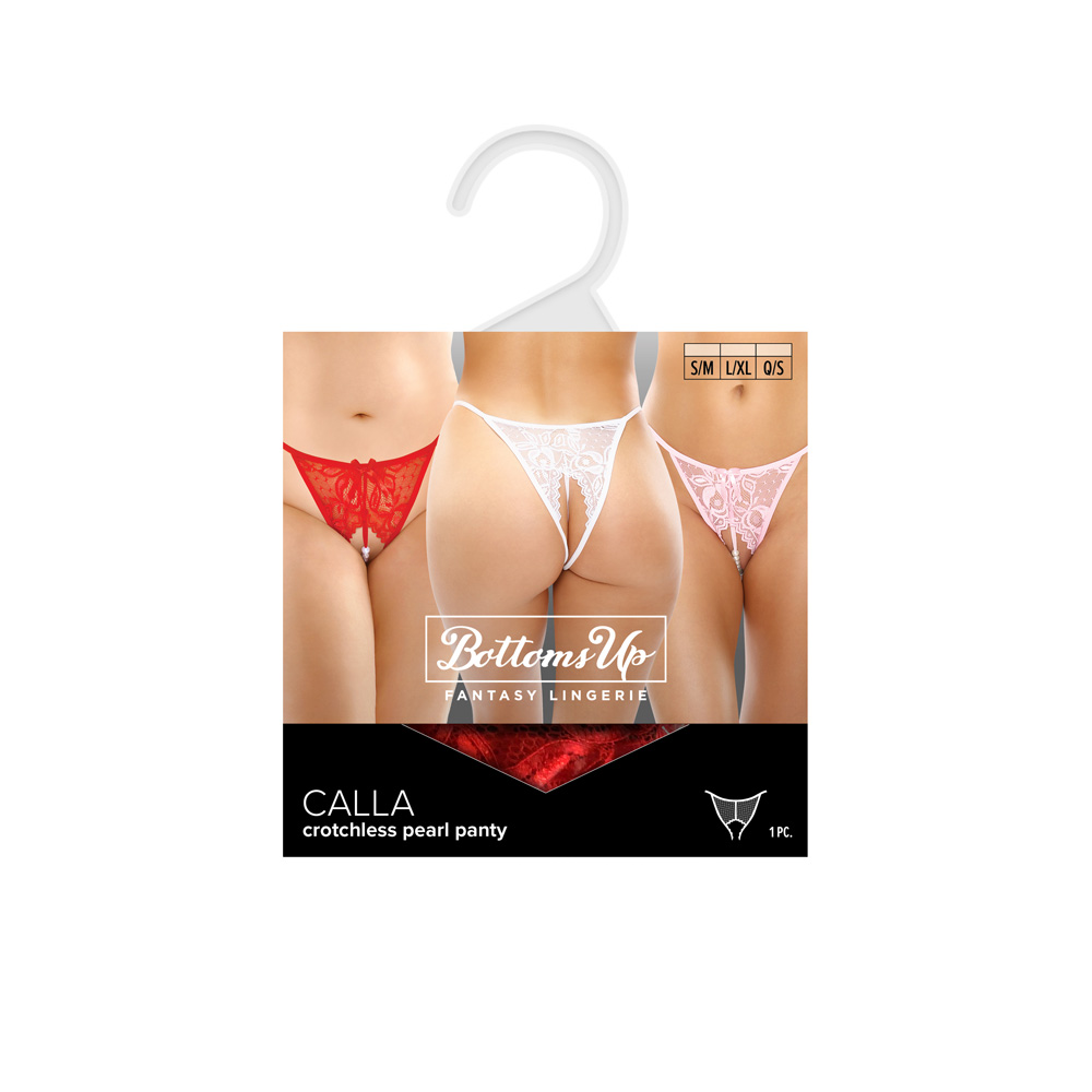 Calla Crotchless Lace Pearl Panty Light Pink Queen Size 3 Calla Crotchless Lace Pearl Panty Light Pink Queen Size - Image 3