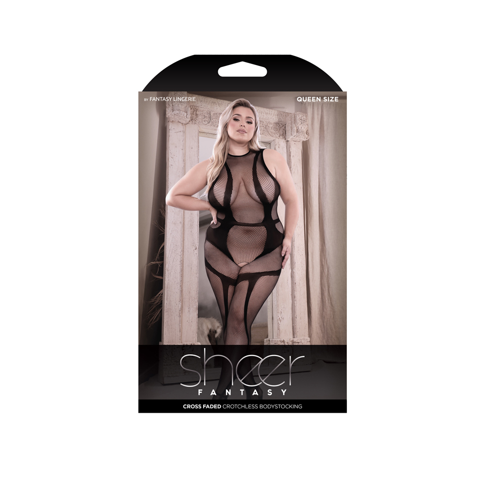 Cross Faded High Neck Crotchless Bodystocking Queen 1 Cross Faded High Neck Crotchless Bodystocking Queen