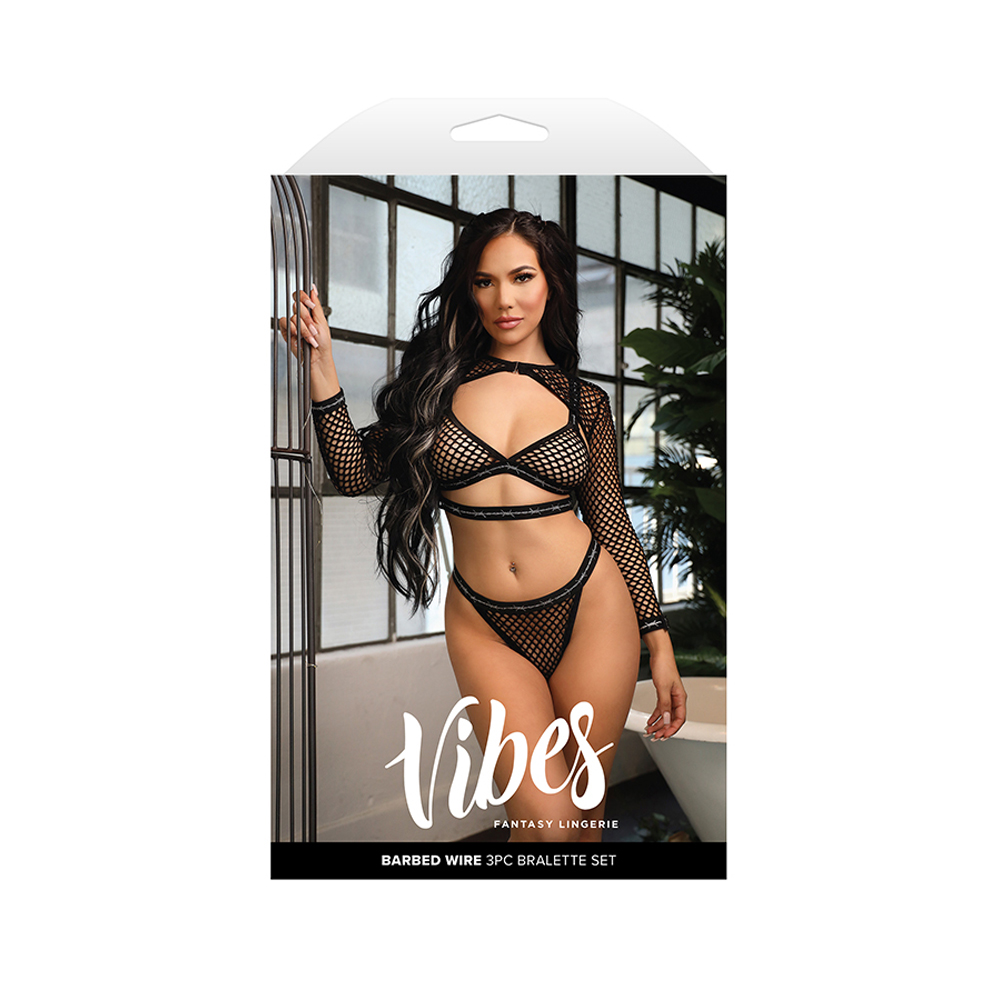 Barbed Wire 3Pc Bralette Set L/Xl 1 Barbed Wire 3Pc Bralette Set L/Xl