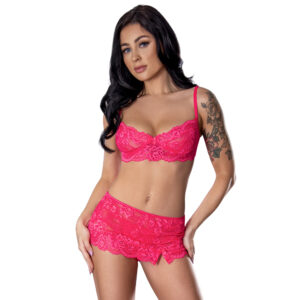 Get It Girl Bra, Skirt & Thong Set Diva Pink S/M