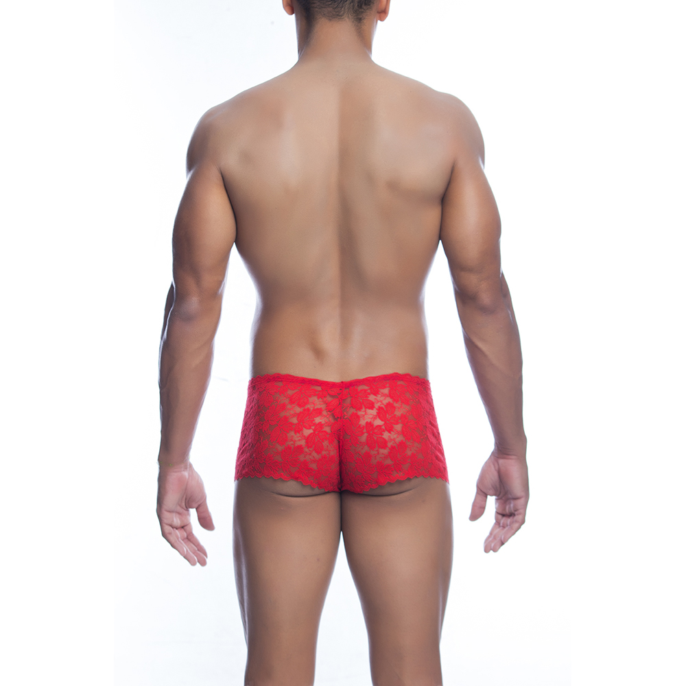 Rose Lace Boy Short Red L/Xl 3 Rose Lace Boy Short Red L/Xl - Image 3