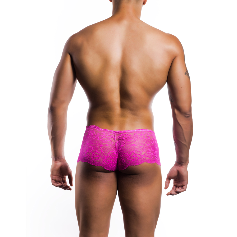 Rose Lace Boy Short Hot Pink S/M 3 Rose Lace Boy Short Hot Pink S/M - Image 3
