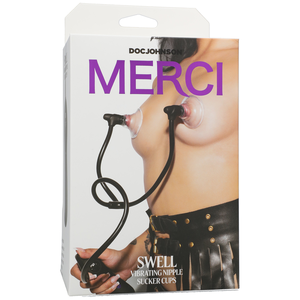 Merci Swell Auto Vibrating Nipple Sucker Cups Black, Violet 1 Merci Swell Auto Vibrating Nipple Sucker Cups Black, Violet