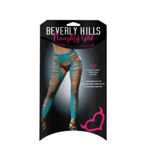 Ladies Brazilian Hot Side Straps Crotchless And Buttless Leggings Turquoise