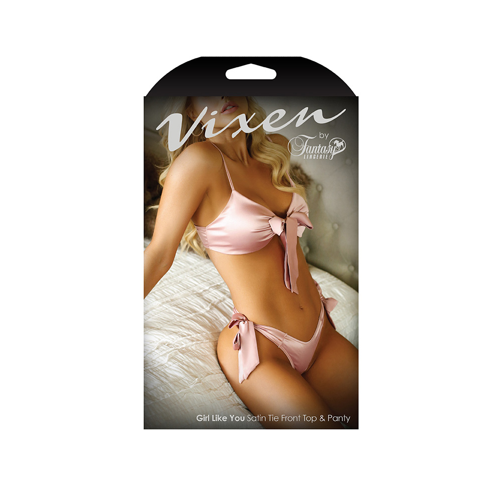 Girl Like You Satin Tie Front Top & Panty - L/XL Boxed 1 Girl Like You Satin Tie Front Top & Panty - L/XL Boxed
