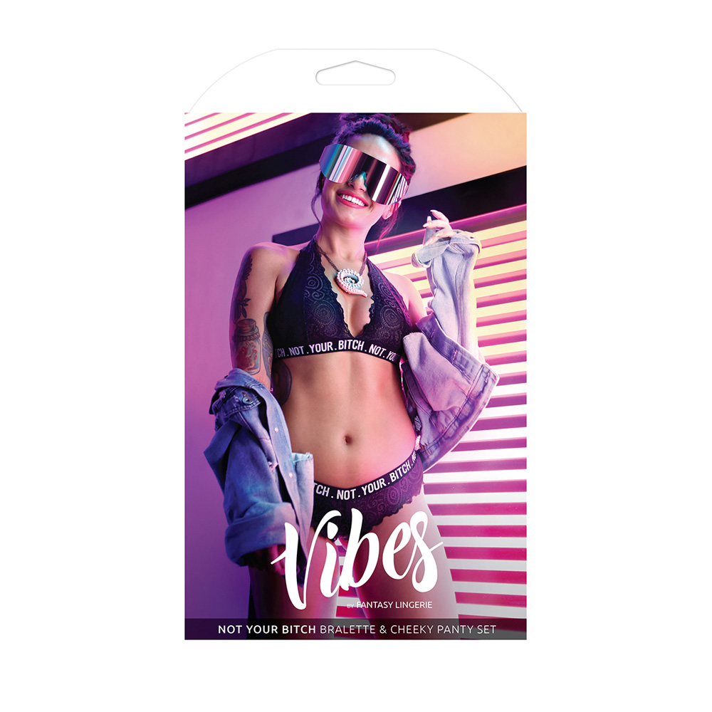 Not Your Bitch Bralette & Cheeky Panty Set - L/XL Boxed 1 Not Your Bitch Bralette & Cheeky Panty Set - L/XL Boxed