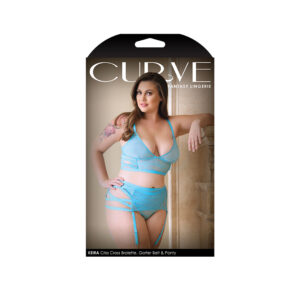 Keira Criss Cross Bralette, Garter Belt & Panty Set