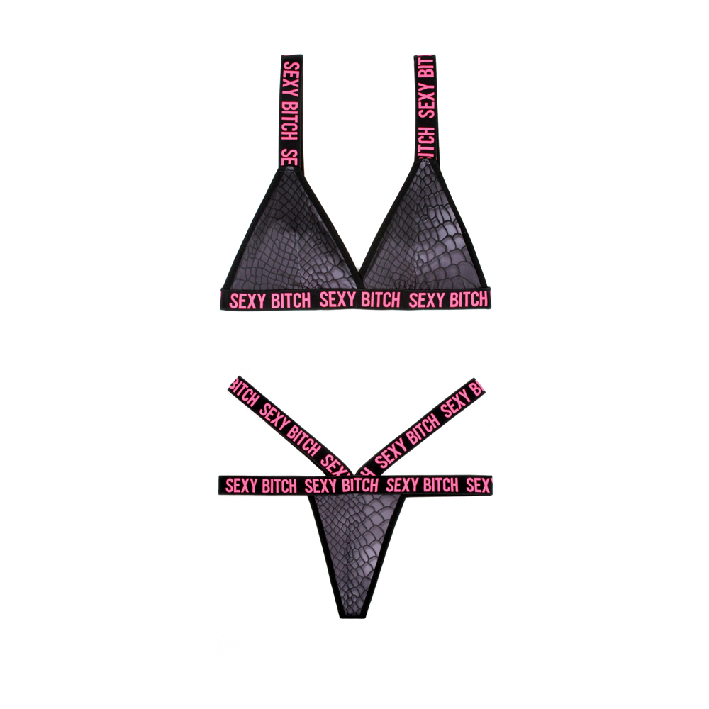Sexy Bitch Bralette & Strappy Panty Set Queen Size 2 Sexy Bitch Bralette & Strappy Panty Set Queen Size - Image 2