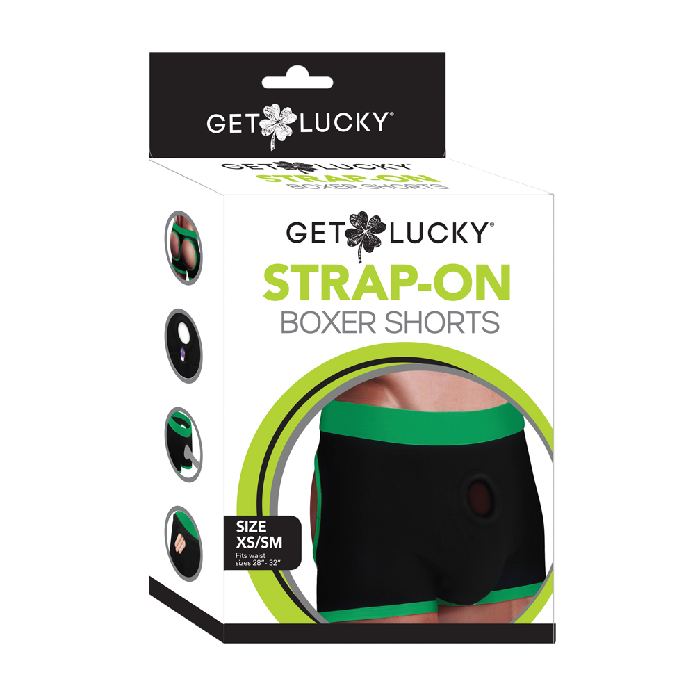 Get Lucky Strap-On Boxers Black/Green Xs/S 1 Get Lucky Strap-On Boxers Black/Green Xs/S