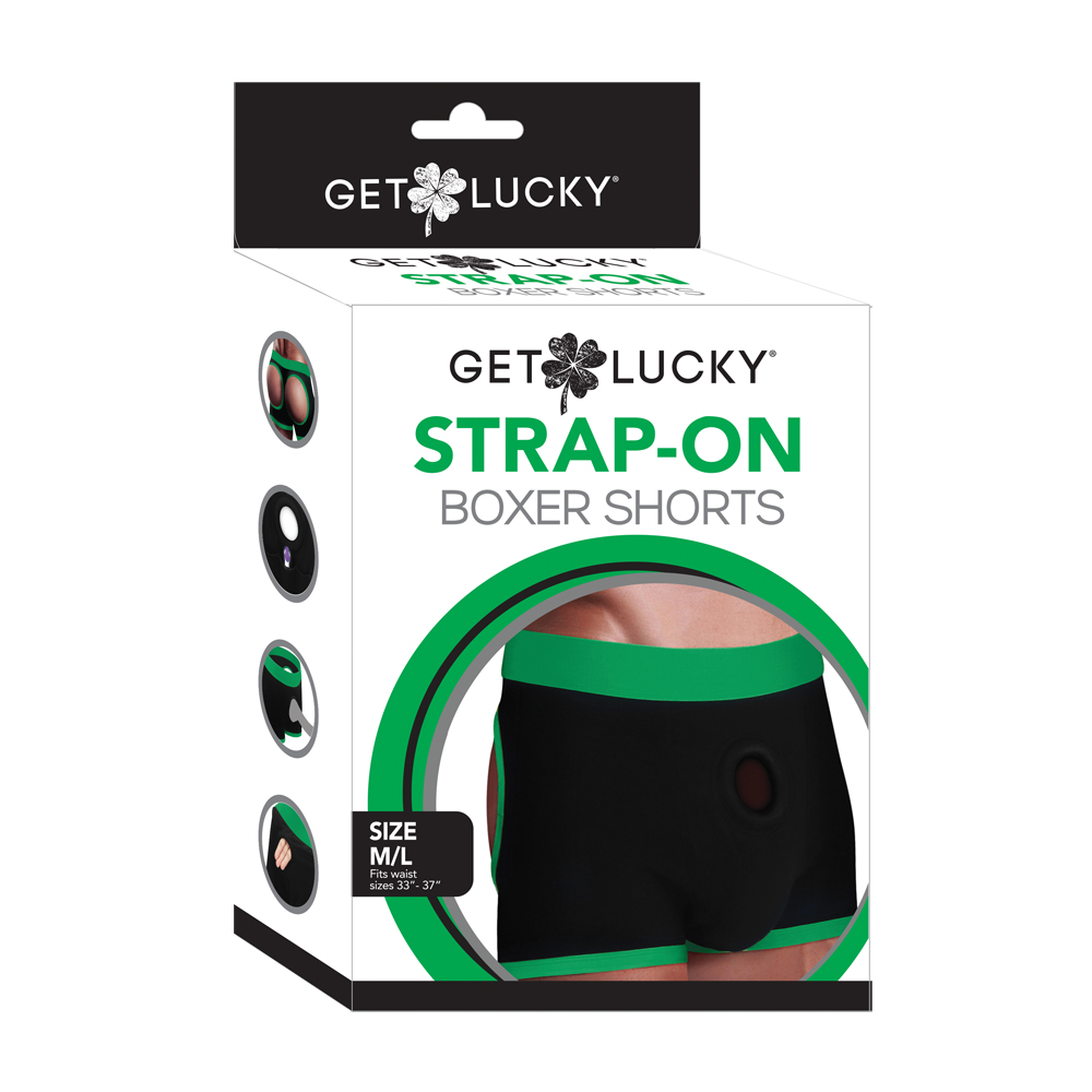 Get Lucky Strap-On Boxers Black/Green M/L 1 Get Lucky Strap-On Boxers Black/Green M/L