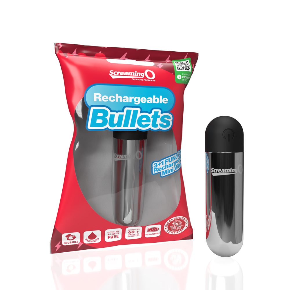 Screaming O Rechargeable Bullets Silver 1 Screaming O Rechargeable Bullets Silver