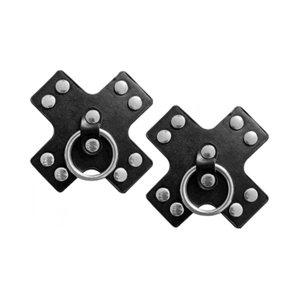 Nipplicious Seducer Leather Pasties With Ring Black 2 Nipplicious Seducer Leather Pasties With Ring Black - Image 2