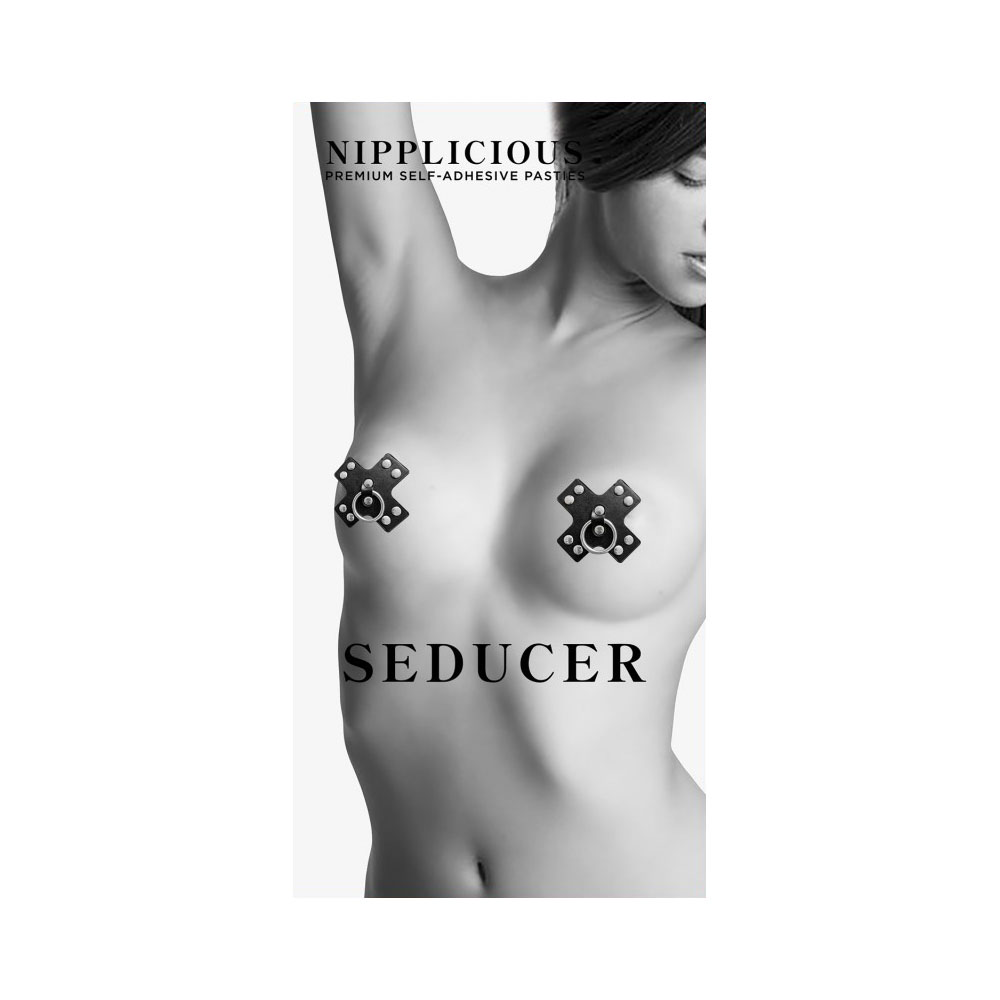 Nipplicious Seducer Leather Pasties With Ring Black 1 Nipplicious Seducer Leather Pasties With Ring Black