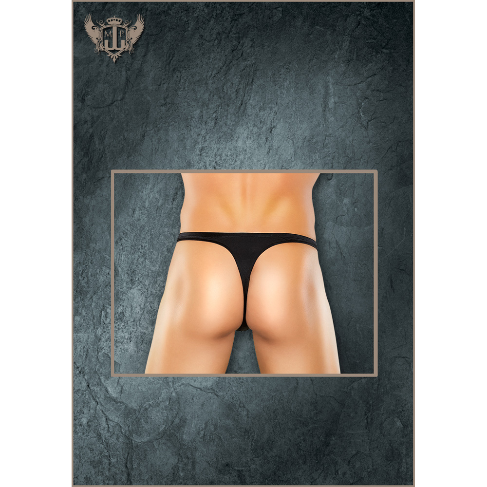 Nylon Spandex Pull Tab Thong Black One Size 2 Nylon Spandex Pull Tab Thong Black One Size - Image 2