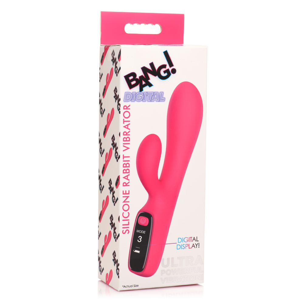 Bang! Digital Silicone Rabbit Vibrator Pink 1 Bang! Digital Silicone Rabbit Vibrator Pink