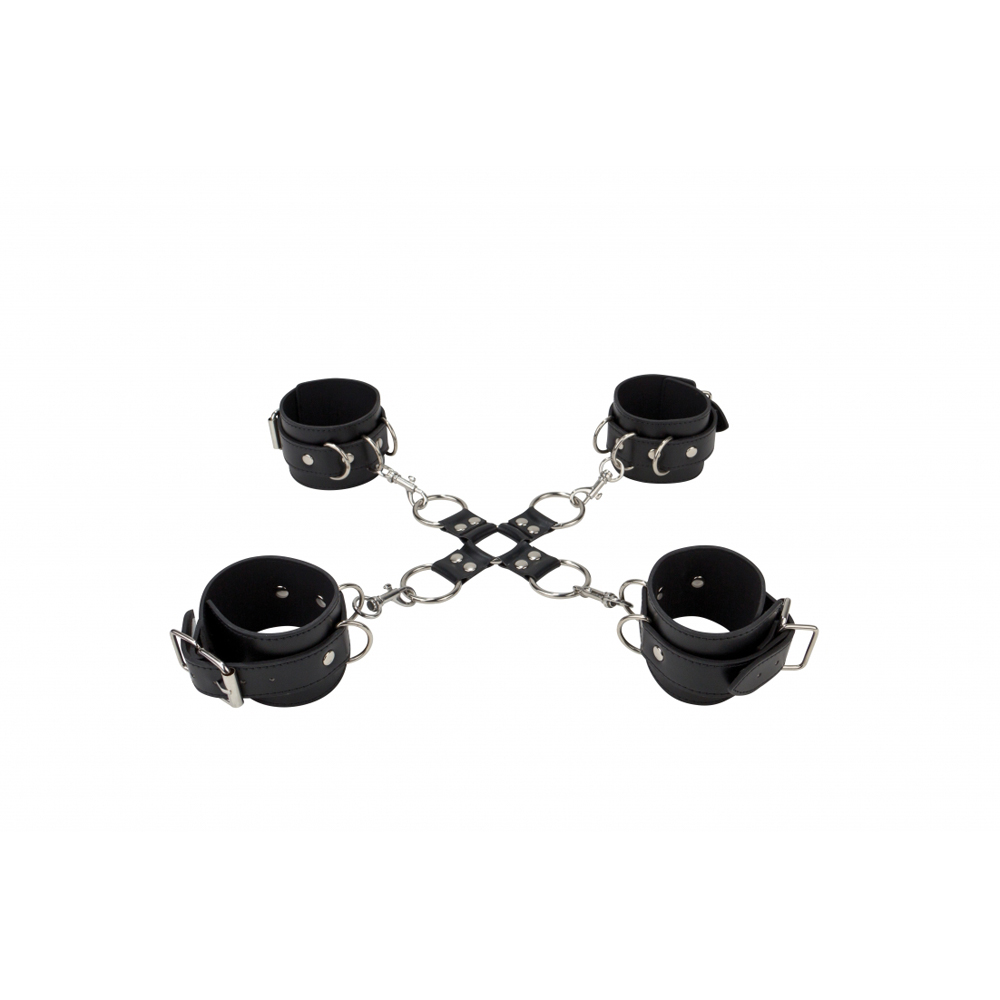 Ouch! Leather Hand And Legcuffs Black 2 Ouch! Leather Hand And Legcuffs Black - Image 2