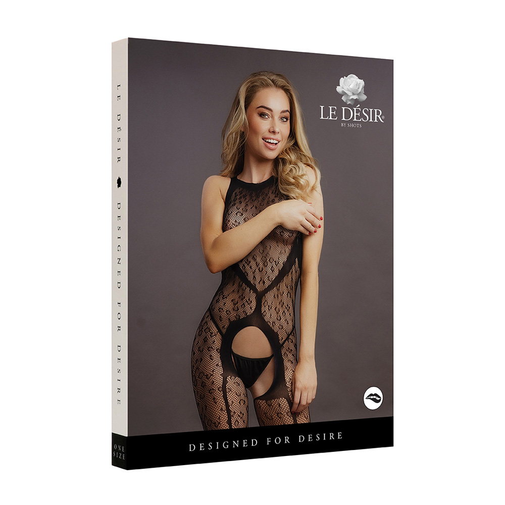 Le Desir Crotchless Leopard Bodystocking Black 1 Le Desir Crotchless Leopard Bodystocking Black