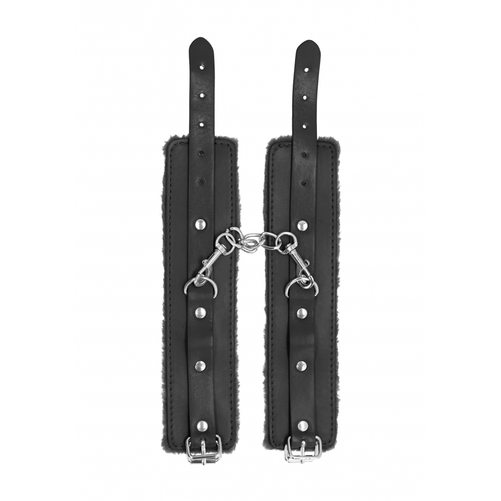 Ouch! Plush Leather Hand Cuffs Black 3 Ouch! Plush Leather Hand Cuffs Black - Image 3