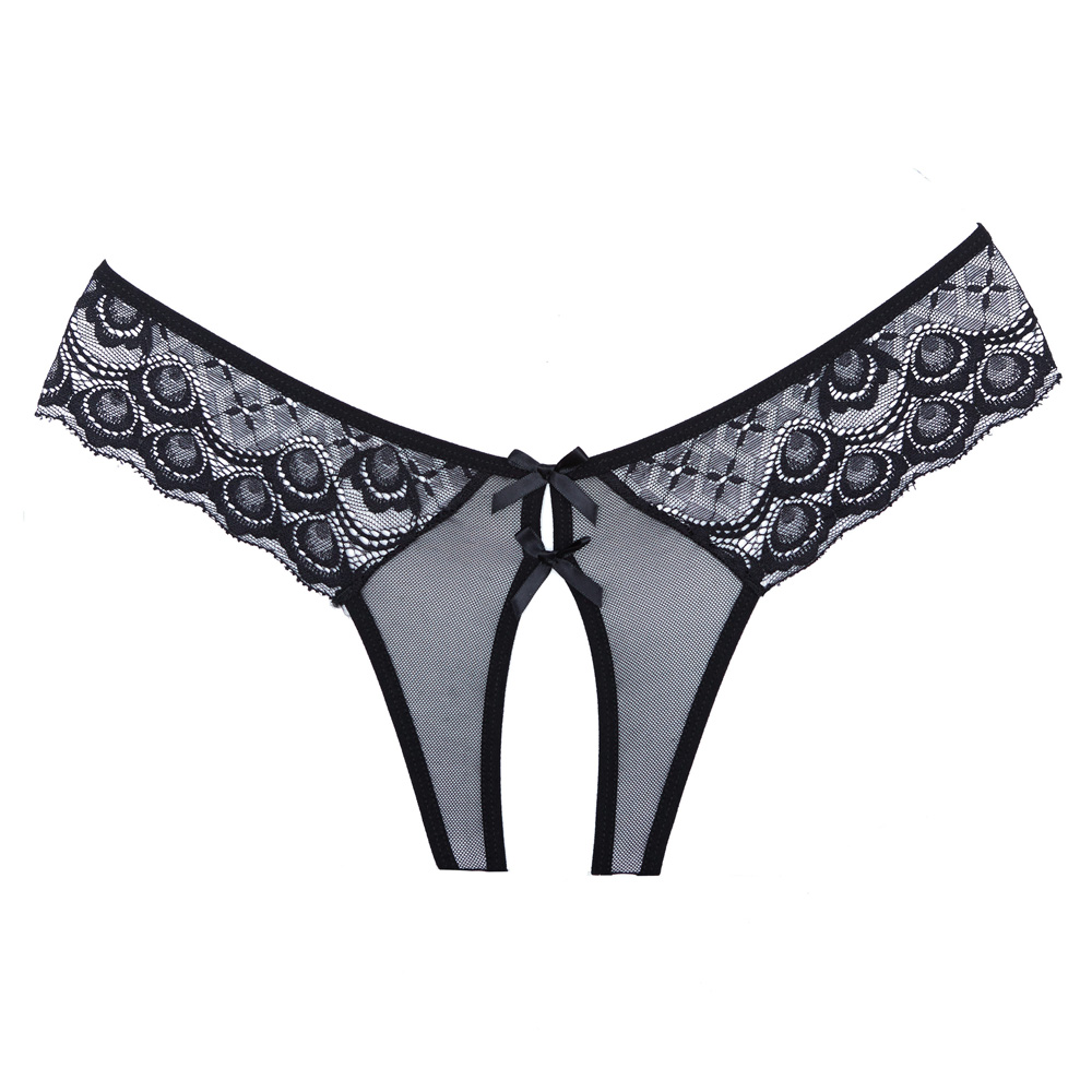 Adore Open Panty Lace And Mesh Front With Dual Bow Trim Lace Back With Dual Straps Black One Size 3 Adore Open Panty Lace And Mesh Front With Dual Bow Trim Lace Back With Dual Straps Black One Size - Image 3