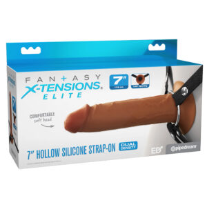 Fantasy X-Tensions Elite 7" Silicone Hollow Strap-On Dual Density Brown