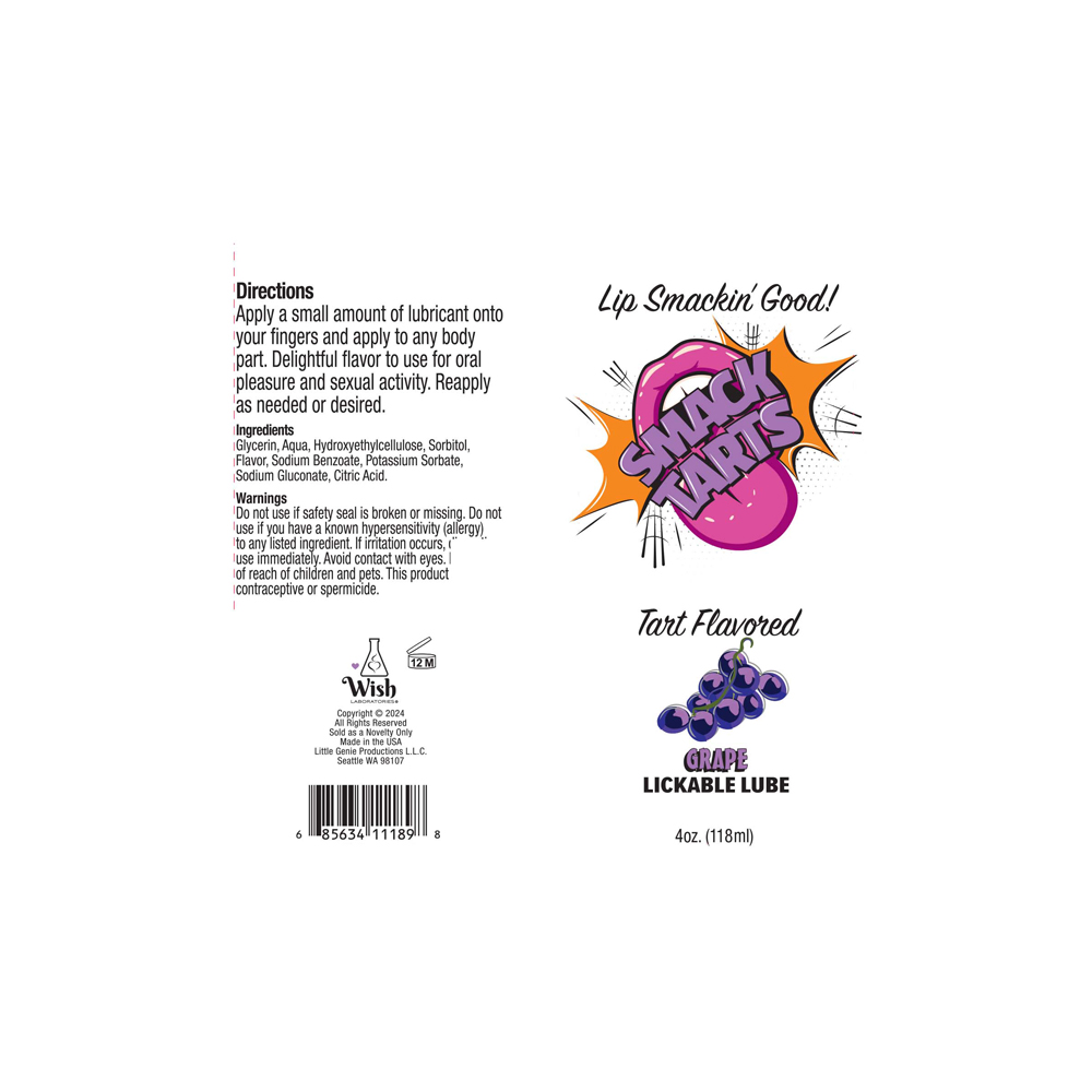Smack Tarts Lickable Sour Grape Lube 4 oz. 2 Smack Tarts Lickable Sour Grape Lube 4 oz. - Image 2