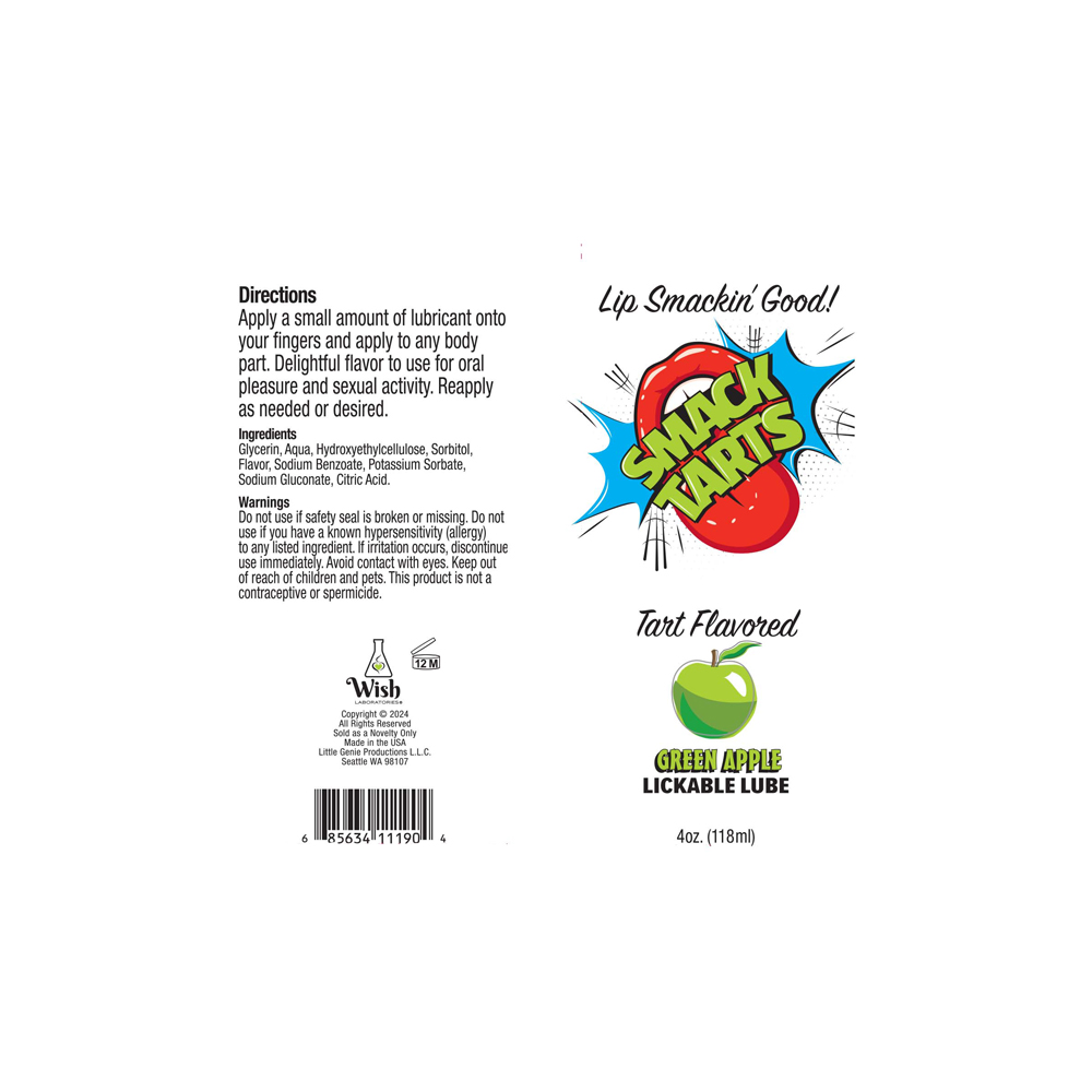 Smack Tarts Lickable Sour Green Apple Lube 4 oz. 2 Smack Tarts Lickable Sour Green Apple Lube 4 oz. - Image 2