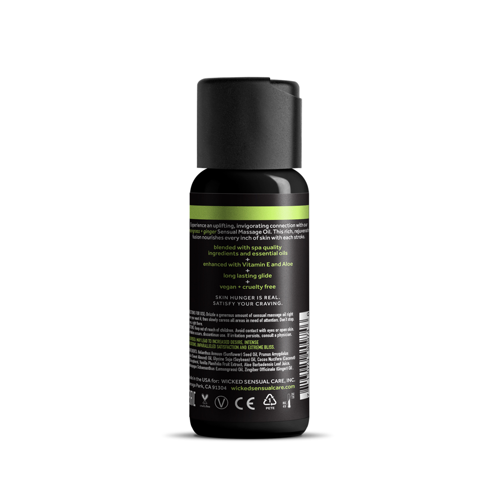 Wicked Sensual Massage Oil Lemongrass & Ginger 4 oz. 2 Wicked Sensual Massage Oil Lemongrass & Ginger 4 oz. - Image 2