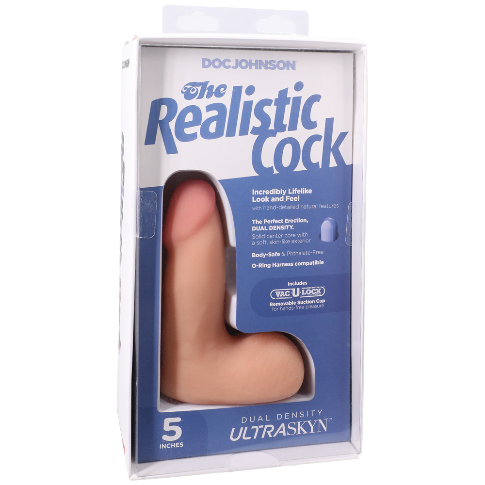 The Realistic Cock Ultraskyn 5" With Balls Vanilla 1 The Realistic Cock Ultraskyn 5" With Balls Vanilla