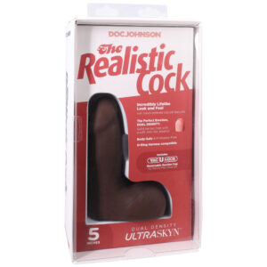 The Realistic Cock Ultraskyn 5" With Balls Chocolate