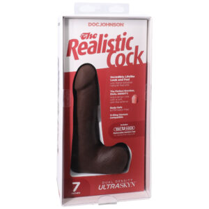 The Realistic Cock Ultraskyn 7" With Balls Chocolate