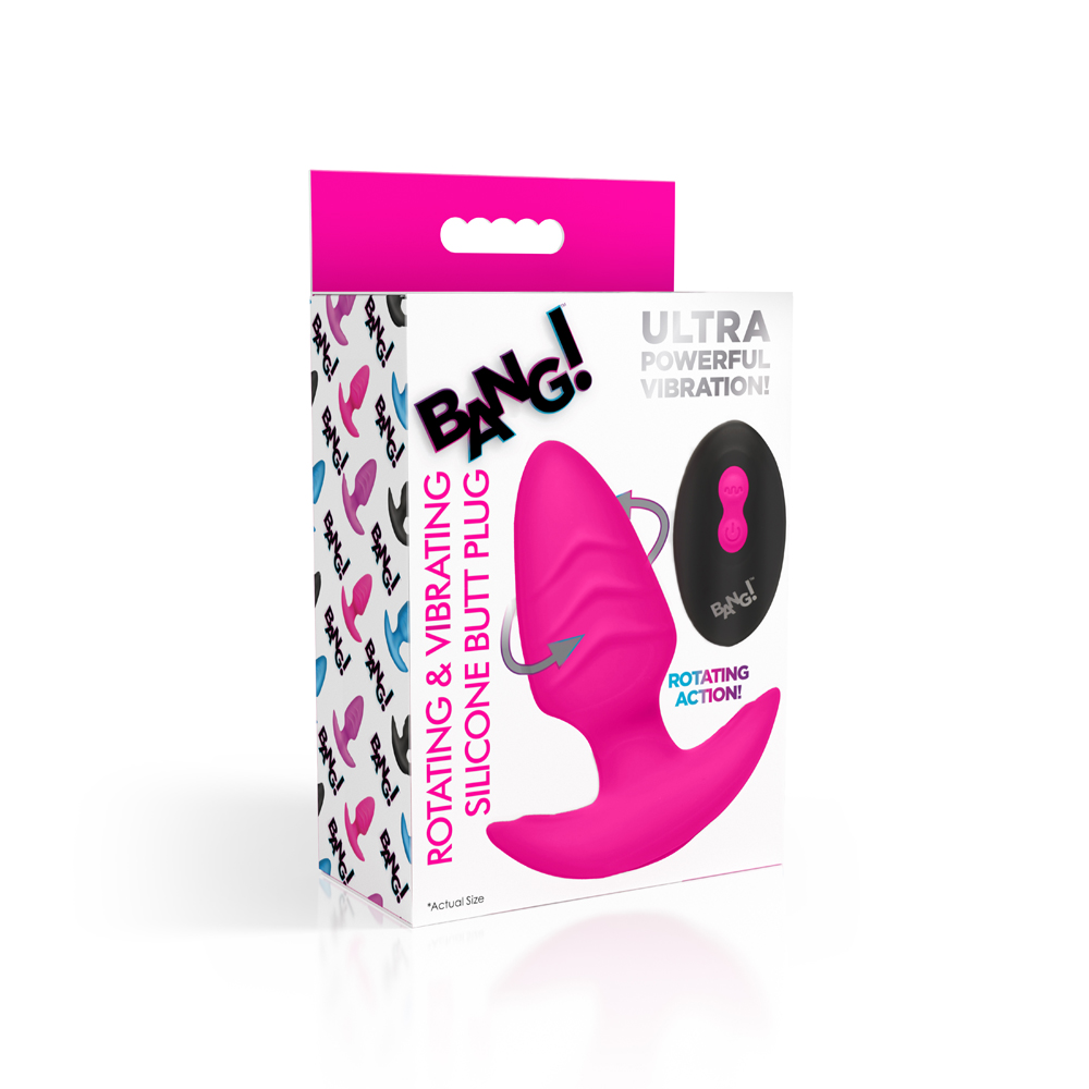 Bang! Rotating & Vibrating Silicone Butt Plug W/ Remote Pink 1 Bang! Rotating & Vibrating Silicone Butt Plug W/ Remote Pink