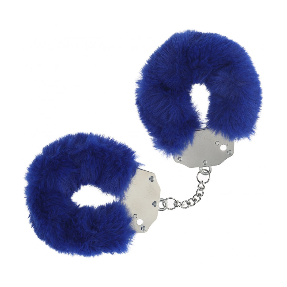 Ouch! Heavy-Duty Fluffy Handcuffs Navy 2 Ouch! Heavy-Duty Fluffy Handcuffs Navy - Image 2