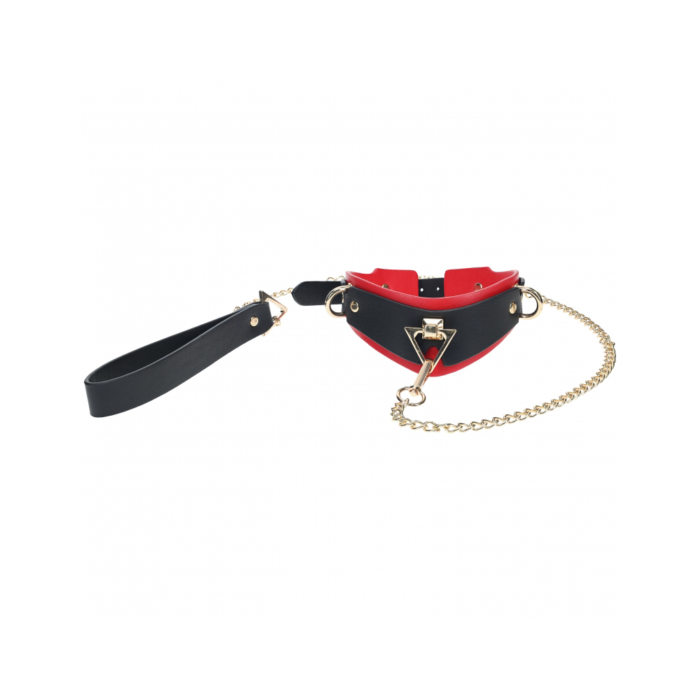 Ouch! Milan Collection Collar With Leash Black/Red 2 Ouch! Milan Collection Collar With Leash Black/Red - Image 2