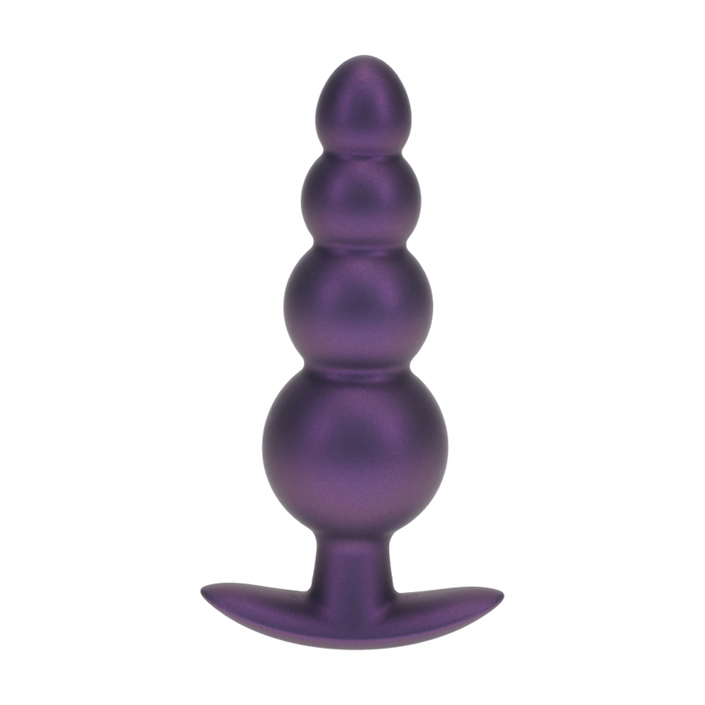 Ouch! Beaded Anal Plug Silicone Metallic Purple 2 Ouch! Beaded Anal Plug Silicone Metallic Purple - Image 2