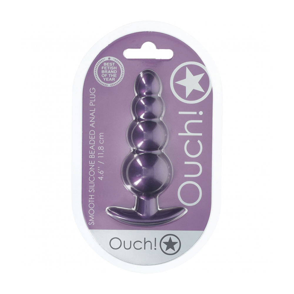 Ouch! Beaded Anal Plug Silicone Metallic Purple 1 Ouch! Beaded Anal Plug Silicone Metallic Purple