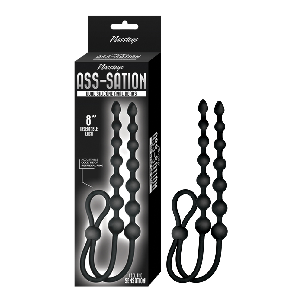 Ass-Sation Dual Silicone Anal Beads Black 1 Ass-Sation Dual Silicone Anal Beads Black