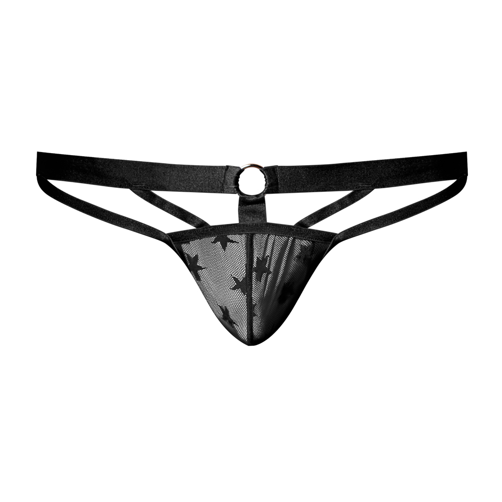 Love Star Thong W/ Ring Black S/M 2 Love Star Thong W/ Ring Black S/M - Image 2