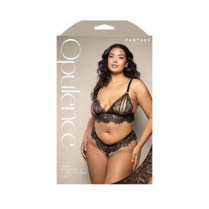 Pearl Bralette & Crotchless Panty Queen Size