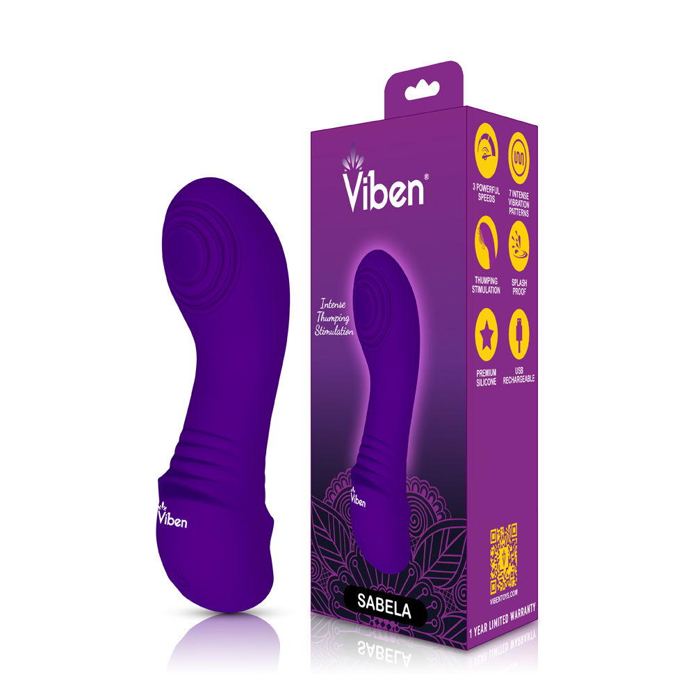 Viben Sebela Mini G-Spot Vibe W/ Thumping Stimulator Violet 1 Viben Sebela Mini G-Spot Vibe W/ Thumping Stimulator Violet