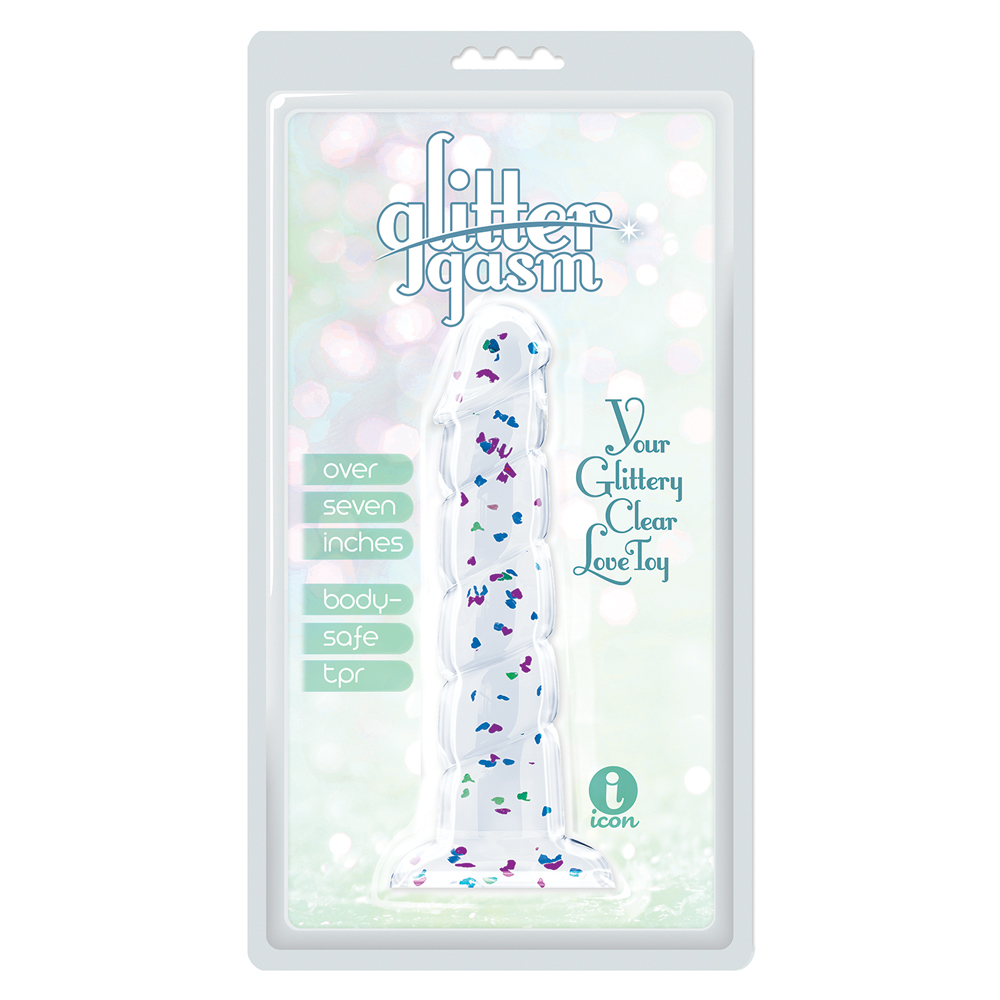 Glittergasm 7.5" Blue Green Purple Swirl Dildo 1 Glittergasm 7.5" Blue Green Purple Swirl Dildo