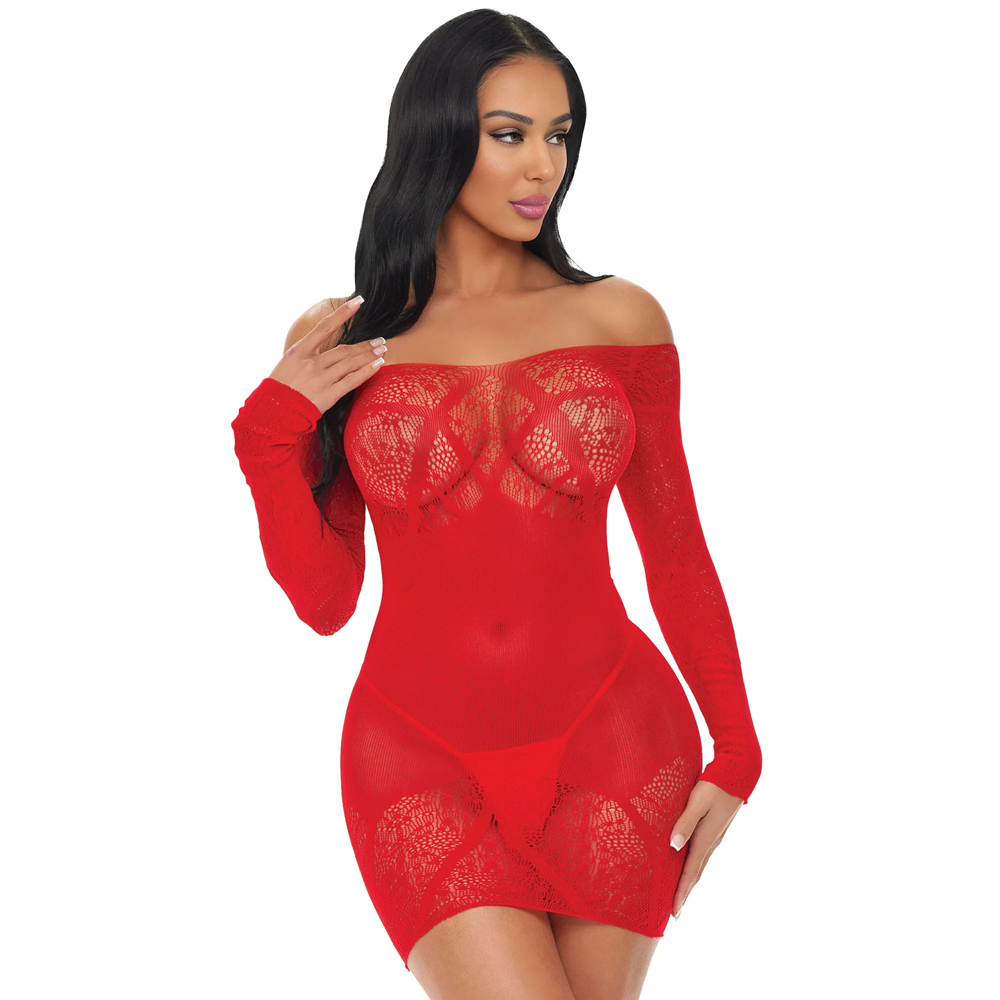 Electric Lingerie Scarlet Seduction Lace & Mesh Dress O/S 2 Electric Lingerie Scarlet Seduction Lace & Mesh Dress O/S - Image 2