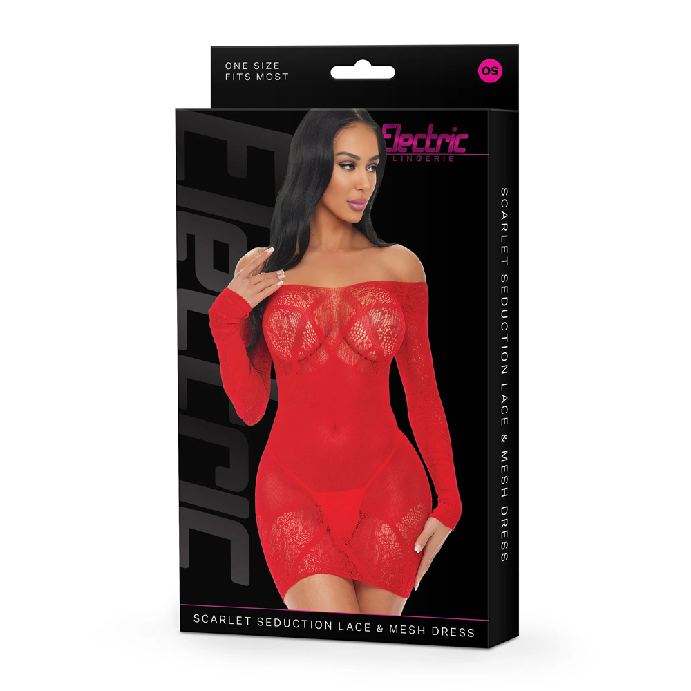 Electric Lingerie Scarlet Seduction Lace & Mesh Dress O/S 1 Electric Lingerie Scarlet Seduction Lace & Mesh Dress O/S