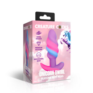 Creature Cocks Unicorn Swirl Silicone Butt Plug Small